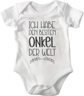 Produktbild von 22Feels Baumwolle Unisex Babybody Onkel Kurzarm Weiss Strampler Babyparty Geschenk Babshower Schlupfkragen Weicher Einteiler für Neugeborene Babys (12-18M)