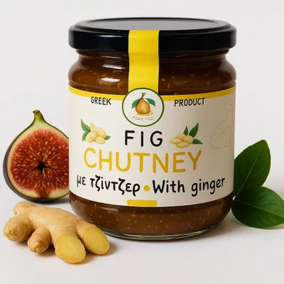 Produktbild von AgroFigs Feigen-Ingwer-Chutney 230 g – Griechische Delikatesse aus Feigen und Ingwer