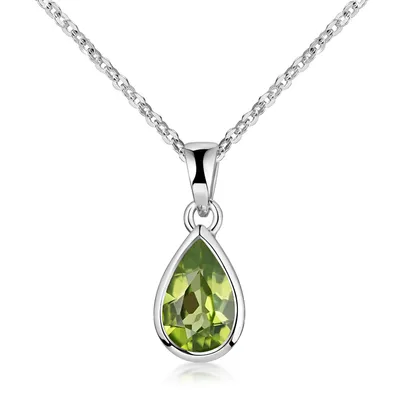 Obrázek produktu pro MATERIA, přívěsek peridot, stříbro 925, zelený, kapkový tvar, šperk, rhodovaný, volitelně s řetízkem KA-274-Zelená, délka: 50 cm