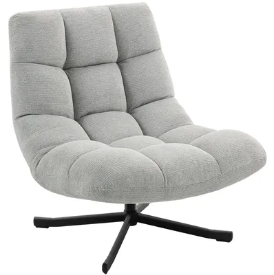Obrázek produktu pro HOMCOM Otočné křeslo Lounge s širokým sedákem, vzhled ženilky, šedé