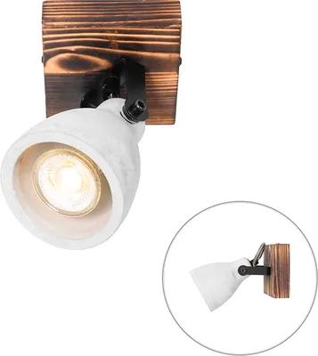 Produktbild von QAZQA - Industrie I Vintage I Industrie I Vintage Ir Deckenstrahler Holz mit Beton - Creto I Wohnzimmer I Schlafzimmer - Rund - LED geeignet GU10
