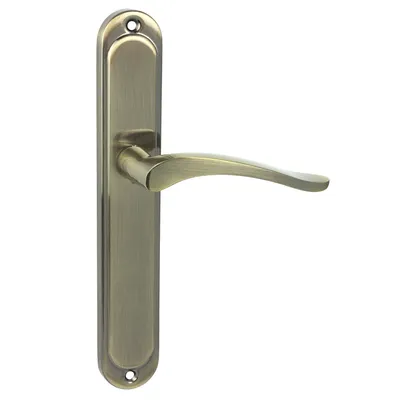 Produktbild von DOMINO Türgriff Blind Drückergarnitur | Langschildgarnitur | Türklinke für Zimmertür, Bürotür, Kellertür & Innentür | L-Form | Türbeschläge aus Aluminium | Bronze Türdrückergarnitur | BALLEN M3