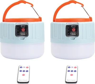 Obrázek produktu pro 2-pack solární kempingová lucerna, dobíjecí, s dálkovým ovládáním, 3 provozní režimy, indikátor napájení, závěsné venkovní světlo na solární pohon, vodotěsné IP6, pro nouzové situace při výpadku proudu, turistiku, rybaření
