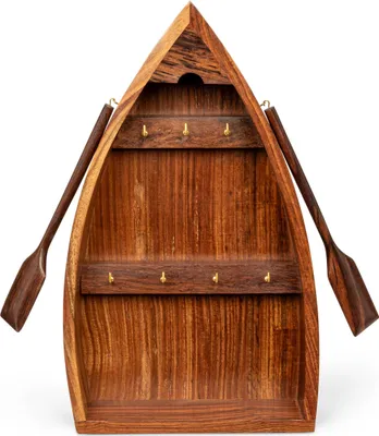 Produktbild von Maritim 22x37,5x6cm Schlüsselrack Bott aus Holz mit 7 Messinghaken Schlüsselbox