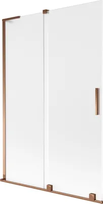 Produktbild von Mexen Velar L Duschtrennwand für die Badewanne, 2-flügelige Schiebetür 120 x 150 cm, Mattglas, Roségold - 896-120-003-31-60