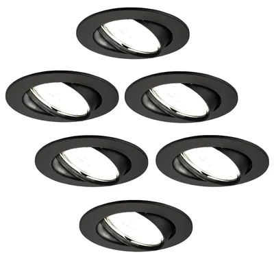 Produktbild von Ledvion 6er Set LED Einbaustrahler Rund Schwarz 3W dimmbar tralweiss