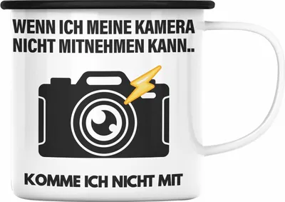 Produktbild von Trendation - Fotografie Geschenk Emaille Tasse lustig Fotograf Zubehör Fotograph Geschenkidee Lustige Geschenk Emaille Emaille Tasse (Schwarz)