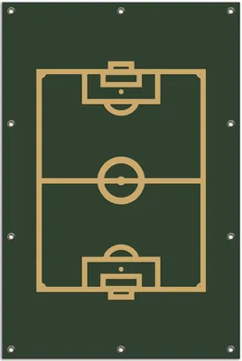 Produktbild von Wallario Outdoor-Poster für Garten oder Balkon, Motiv Fußball - Fußballfeld gezeichnet in grün und gelb, in ca. 80 x 120 cm