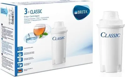 Image de Cartouches Filtrantes BRITA Classic, Pack de 3, Réduction Tartre Chlore Impuretés, 18x14x6 cm, Blanc