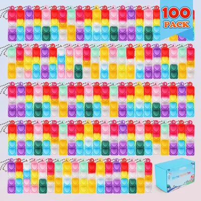 Productafbeelding van 36/Mini Pop Fidget it sleutelhanger - Set van 48 - Feesttasvullers voor kinderen - Stressverlichter - Hart-100