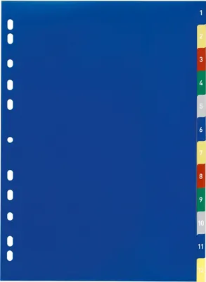 Produktbild von Register A4 1-12 PP farbig Packung mit 20 Stück