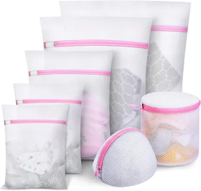 Produktbild von Set von 7 Wäschebeuteln, Wäschenetzen, Strapazierfähiges Polyester, Schützt Kleidung, für Waschmaschine und