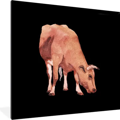 Produktbild von MuchoWow® MuchoWow® Gerahmtes Poster Kuh - Tier - Braun 40x40 cm - Poster mit zchwarzem Bilderrahmen - Mit Rahmen - Wanddekoration Schlafzimmer