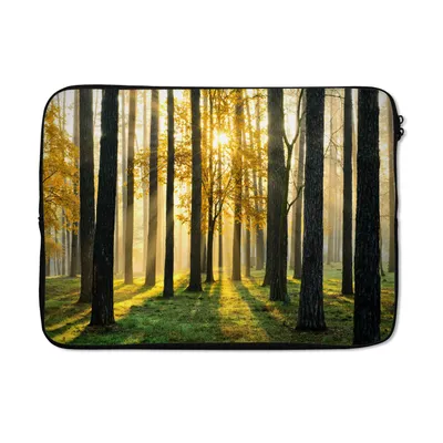 Produktbild von MuchoWow® Laptop Hülle 13 Zoll Wald - Sonne - Bäume - Gras - Landschaft - Natur Laptoptasche - Laptophülle - Sleeve - Rundumschutz
