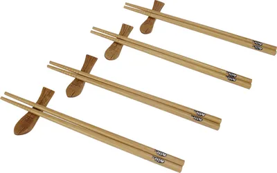 Produktbild von Japanische Essstäbchen | süße Fisch Optik mit Stäbchen Bank | 12 teilig | Bambus