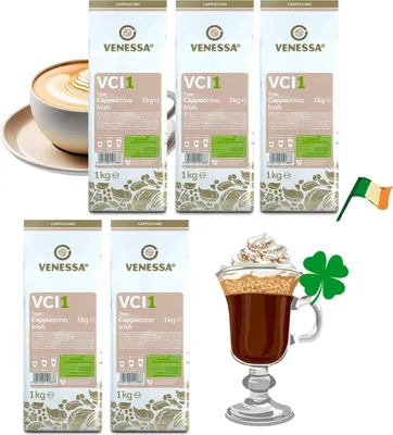 Produktbild von VENESSA Cappuccino Irish VCI1 Aromatisiertes Getränkepulver 5 x 1kg mit löslichem Kaffee, ergiebig mit cremiger Konsistenz, Automatenfähig