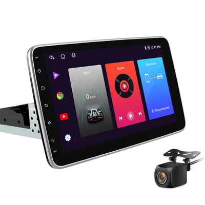 Zdjęcie produktu dla Radio 1DIN 10" regulowany 360° Android CarPlay 64GB nawigacja Bluetooth GPS wyświetlacz DAB+ radio