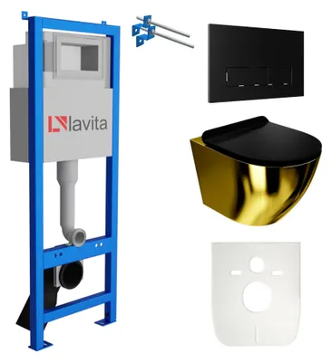 Produktbild von LAVITA WC-Set SOFI SLIM GOLD/BLACK LAV 101 LAV 200.3.4 spülrandlos Schwarz