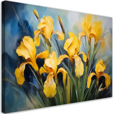 Produktbild von Leinwandbild Blumen Gelbe Schwertlilien 120x80 Feeby Gelb bild für die wand bereit zum aufhängen