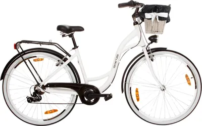 Produktbild von Goetze Mood 28 Zoll City Bike, 18 Zoll ALU Tiefeinsteigerrahmen, 7-Gang Shimano, V-Bremse, LED-Beleuchtung, Komfortsattel, Rattankorb