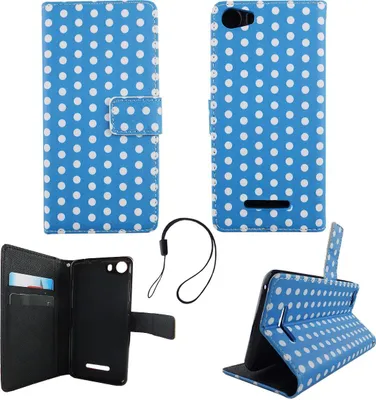 Produktbild von Handyhülle Tasche für Handy Wiko Lenny 2 Polka Dot Blau Weiss