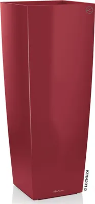 Zdjęcie produktu dla Donica Doniczka Lechuza Do Domu Na Taras CUBICO Alto 40/40/105 czerwony scarlet połysk
