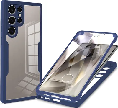 Produktbild von Schutzhülle für Samsung Galaxy S25 Ultra, Eingebautem Displayschutz 360 Grad Komplettschutz Handyhülle Blau