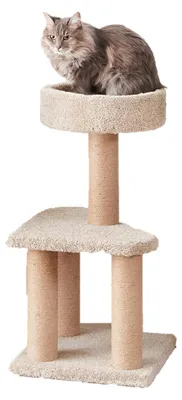 Produktbild von Amazon Basics Kratzbaum mit Kratzstämmen für den Innenbereich, mittelgroß, 40 x 40 x 80 cm (L x B x H), Beige