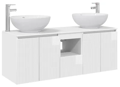 Immagine prodotto di vidaXL Set di mobili da bagno, 3 pezzi, bianco lucido, 49,5 x 44,5 x 65 cm