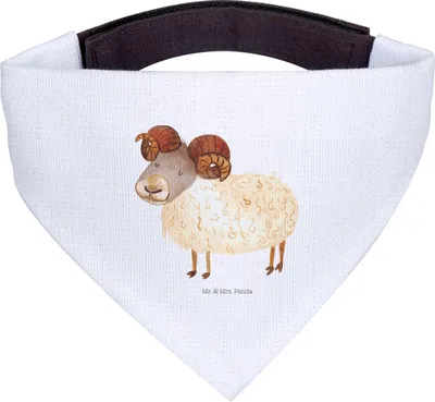 Produktbild von Mr. & Mrs. Panda Halstuch Für Hunde Sternzeichen Widder - Weiß - Geschenk, Schafbock, April, Tuch, Hund, Geburtstag, Hundehalstuch, März, Hunde-Halstuch, Bock