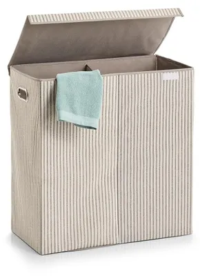 Produktbild von Zeller gestreifter wäschekorb - Beige - Mit Deckel