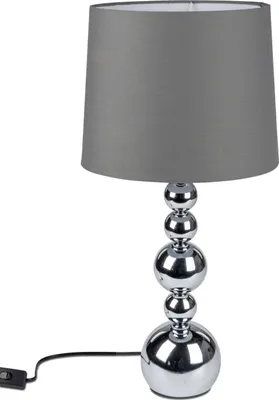Produktbild von Tischlampe Kugeln H. 57cm silber grau Metall mit Stoffschirm Formano