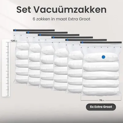 Produktbild von Famanu Vakuumverpackungsbeutel XL - 6 große, wiederverwendbare Beutel mit Reißverschluss