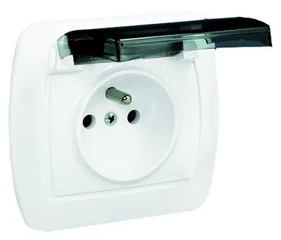 Immagine prodotto di Presa singola con messa a terra IP44 AKORD Bianco