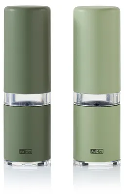 Produktbild von AdHoc Set Pfeffer- und Salzmühle Style, dark green&light green, CeraCut® Ceramic Mahlwerk, Edelstahl/Acryl, D 4,5 cm, H 14,8 cm