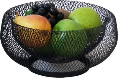 Produktbild von Eleganter stylischer Obstkorb Marlo schwarz Ø 28,5 cm Metall Geflecht Schale Deko-Schüssel