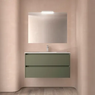 Obrázek produktu pro Salgar koupelnový nábytek NOJA 1000 2 zásuvky GREEN SATIN + umyvadlo + zrcadlo