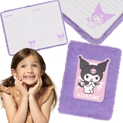 Produktbild von Hello Kitty KUROMI Lila Schulnotizbuch, Notizbuch für Mädchen, Plüsch A5 Linie Notizbuch