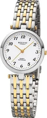 Produktbild von Regent Damen Uhr Metallarmband Metall Armbanduhr Analog silber gold URF1323