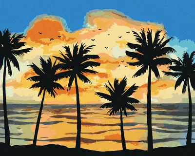 Produktbild von Zuty - Malen nach Zahlen - SONNE SCHEINT AUF PALMEN, 40x50 cm, mit Keilrahmen (bereits gespannt)