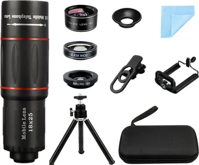 Immagine prodotto di INF Kit telescopio monoculare 18x con lente 0.63x e custodia per smartphone