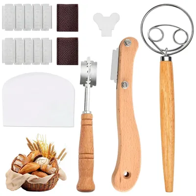 Produktbild von Bäckermesser - 3er Set - Backzubehör für Sauerteig - Edelstahl und Holz