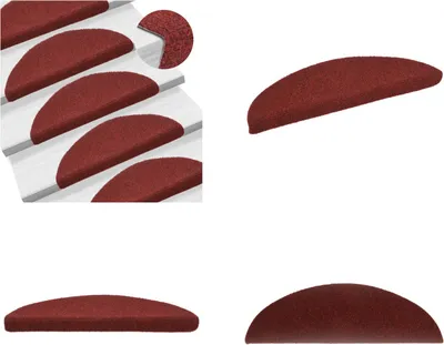 Produktbild von vidaXL 15 Stk. Selbstklebende Treppenmatten Nadelvlies 56x17x3cm Rot - Treppenmatten - Stufenmatten - Treppenteppiche - Treppendekorationen