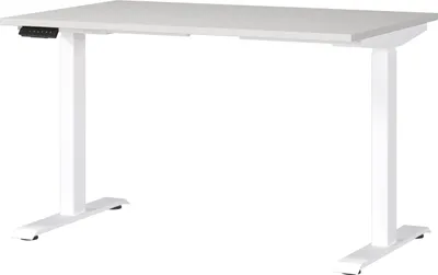 Elektrisch höhenverstellbarer Schreibtisch, 120x120x80 cm, Lichtgrau/Weiß