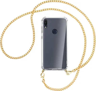 Produktbild von Handykette Backcover-Schutzhülle mit Band (Metall goldfarben) für Asus ZenFone Max Pro M1 - goldfarbene Kette