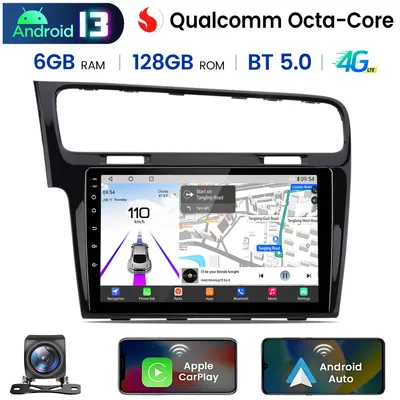 Zdjęcie produktu dla Radio samochodowe CarPlay Android Auto do VW Golf VII (2013-2017) - wydajny ośmiordzeniowy procesor, 6+128 GB, GPS, Bluetooth, ekran dotykowy