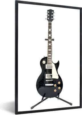 Produktbild von MuchoWow® Gerahmtes Poster Eine schwarze E-Gitarre 60x90 cm - Poster mit Schwarzem Bilderrahmen Wandposter Rahmen Foto Bilder - Kunst