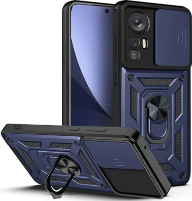 Produktbild von Xiaomi 12 Hülle mit Ring Ständer Halter Dia Kameraschutz TPU PC Schutzhülle für Xiaomi 12 / Xiaomi 12X Blau