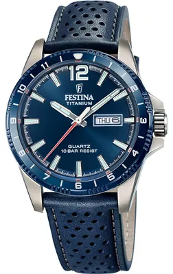 Produktbild von Festina Herrenuhr Titanium Armbanduhr Leder blau UF20699/2