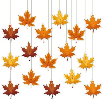 Image de Lot de 16 décorations en forme de feuilles d'érable, pour l'automne, à suspendre, 16 cm, couleur orange/marron